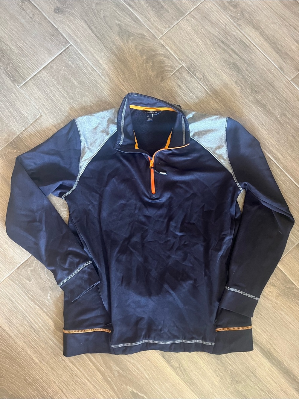 Men's Navy Quarter-Zip Pullover with Orange Accents